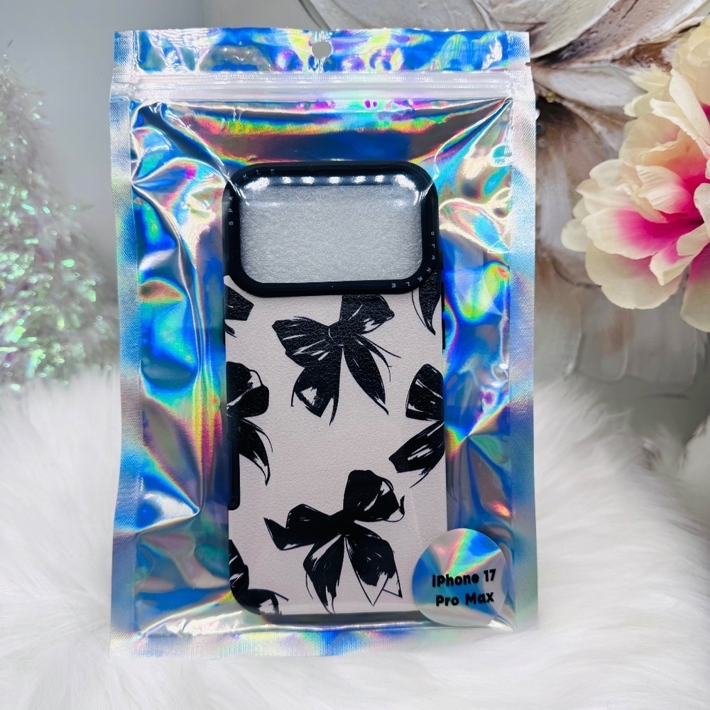 Chic iPhone 17 Pro Max Black Bow Theme Case - Picture 2 of 4